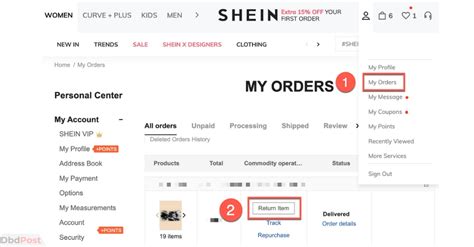 shein return my order.